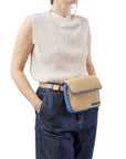 Belt Bag   Capri Krnach  Eco  Sustainable Fashion Bag Raffia Beige  Blue  Model