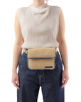 Belt Bag   Capri Krnach  Eco  Sustainable Fashion Bag Raffia Beige  Blue  Model