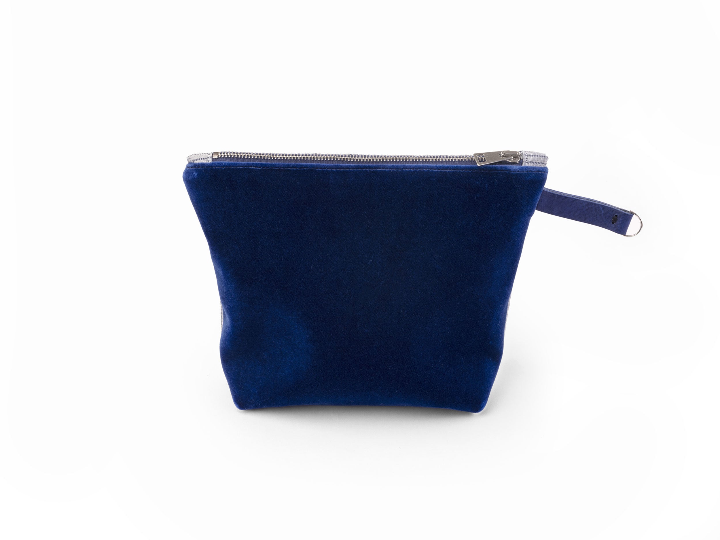 Krnach  Extra Large Zip Pouch  Mont Saint-Michel Velvet Light Blue Jacquard   Eco  Sustainable  Upcycled Fashion Bag