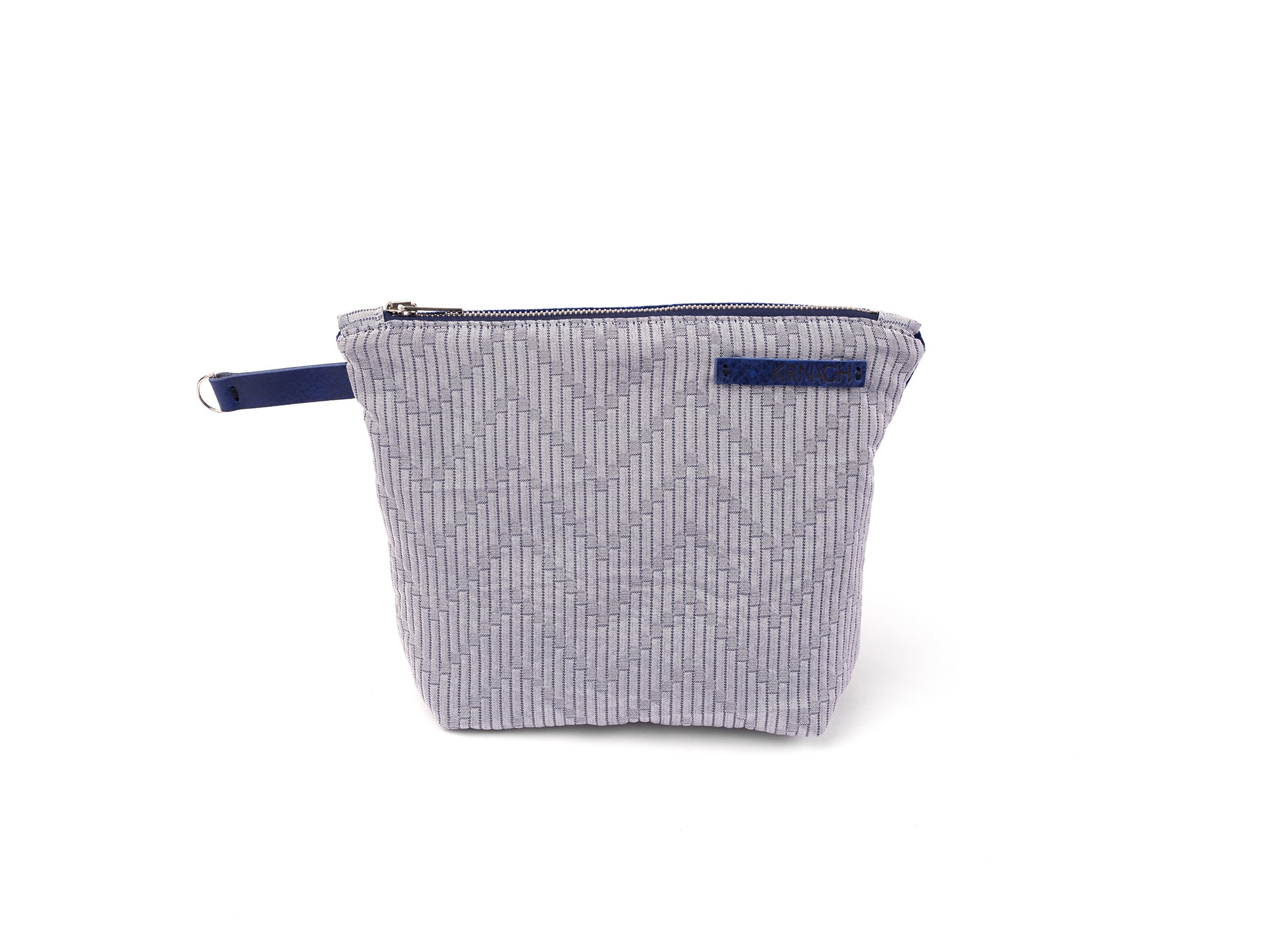 Krnach  Extra Large Zip Pouch  Mont Saint-Michel Velvet Light Blue Jacquard   Eco  Sustainable  Upcycled Fashion Bag